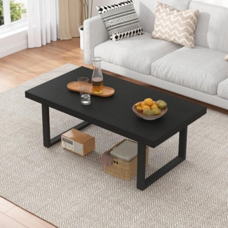 Schwarzer Couchtisch Holz Metallgestell 100x55x45 cm Vintage