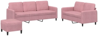 vidaXL 3-tlg. Sofagarnitur Rosa Samt 3202027