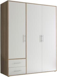 Kleiderschrank >Valencia< (BxHxT: 155x195x60 cm) in Sonoma Eiche / Weiß