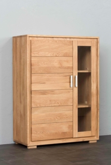 Highboard vollmassiv Echtholz BASEL Wildeiche massiv.