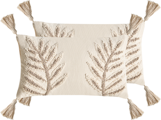Dekokissen 2er Set POMETIA Baumwolle 30 x 50 cm Beige Blumenmuster