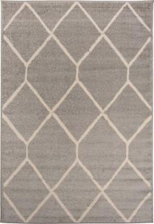 Mazovia Designteppich Modern Teppich Geometrisch Muster Grau farbe - Kurzflor, 160 x 230 cm, Geeignet für Fußbodenheizung, Höhe 7 mm, Kurzflor