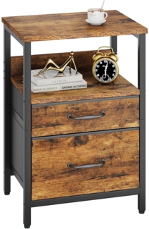 YMYNY Nachttisch Beistelltisch 2 Stoffschubladen 40x30x53,8cm Vintage HST011H