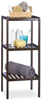 Relaxdays Badregal mit 3 Ablagen, Bambus braun, 34,5 x 33 x 80 cm