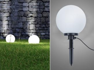 Reality Leuchten Kugelleuchte, LED wechselbar, Warmweiß, Gartenleuchten mit Strom, Gartenkugel-n Leucht-kugel für Garten, Ø30cm