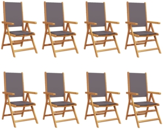 vidaXL Gartenstuhl Verstellbar 8 Stk. Anthrazit Stoff und Massivholz 3214543