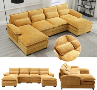 LVHOM Loungesofa 261x134x82 cm, frei Kombination, 4-6 Personen, inkl. 4 Polster als Geschenk, Polsterecke/Relaxliege/Chaiselongue/Big-Sofa, Modernes 4-Sitzer-Sofa, Max. 6 Personen, U-förmiges Sofa, luxuriösem Chenille-Stoff