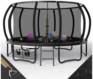 HOMALL Gartentrampolin Trampolin Ø305/366cm Kindertrampolin,mit Leiter,1 Set, Ø 427 cm, Sicherheitsnetz,Schuhnetz,Hinzufügen von 4 neuen Pleuelstangen