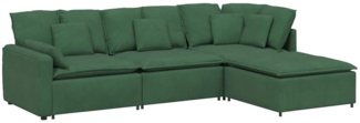 vidaXL Modulares Sofa mit Fußhocker Kissen Cordstoff Dschungelgrün 3321202