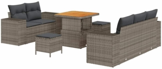 vidaXL Garten-Sofa-Set mit Kissen Manuell 8 pcs Grau 80 x 80 x 71 cm 3363898
