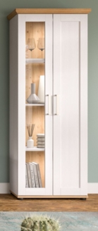 Vitrine Mirano in weiß Lärche Landhaus 64 x 161 cm