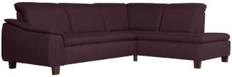 Ecksofa mit Ottomane links Katti Bezug Flachgewebe Buche nussbaum dunkel / burgund 22902