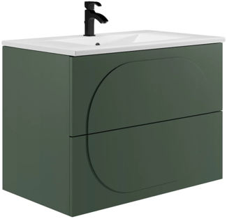 Vente-unique - Badmöbel Hängeschrank + Einbauwaschbecken - Grün - 80 cm - VUTOMA