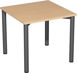 Konferenztisch Rundfuß, 80x80cm, Buche Anthrazit