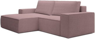 Selsey 'Farese Mini' Ecksofa mit Cordbezug, Schlaffunktion und Stauraum, Mauve, links