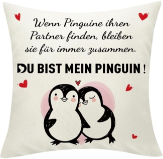 Pinguin Kissenbezug 45x45 cm Taschen Love Geschenk Weihnachten Partner