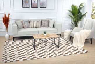 Livabliss Teppich INCHON, rechteckig, Höhe: 14 mm, Skandinavischer Teppich mit Karomuster, Kurzflor Wohnzimmerteppich