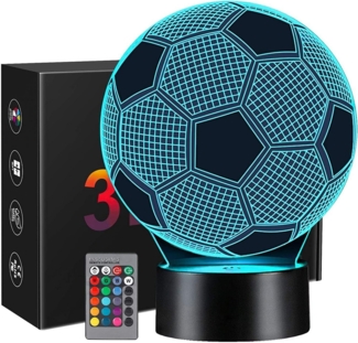 DOPWii Nachtlicht 16 Farben 3D Nachtlicht,Fussball Geschenke Jungen Kinder Mädchen, LED fest integriert, Geeignet als Geburtstagsgeschenk für Freunde und Kinder,Dekoleuchten