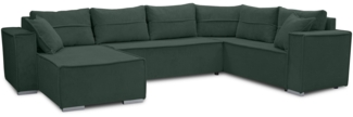 AX LIVING Ecksofas groß Lovere 314 cm – Sofa dunkelgrün mit Schlaffunktion & Struktur
