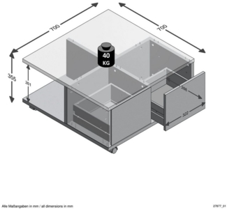 Couchtisch >TWIN 1< in Matera-Artisan Eiche - 70x36x70cm (BxHxT)