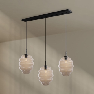 s.luce Echos Esszimmer-Hängeleuchte 3-flammig 120cm Ø 25cm Klar, Schwarz