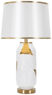 Dmora Tischlampe Trompe, Schreibtischleuchte, Büroleuchte, Arbeitslampe, 40x40 h70 cm, Weiß und Gold
