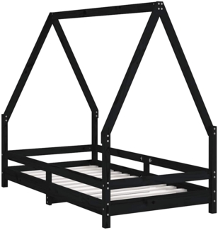 vidaXL Kinderbett Schwarz 80x160 cm Massivholz Kiefer 834491