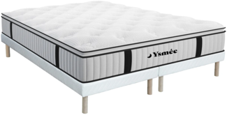 Vente-unique - Taschenfederkernmatratze-Bettgestell-Set - 180 x 200 cm - mit integriertem Topper - 1 Zone - Härtegrad 3 - Stärke 28 cm - AMERICAN DREAM von YSMÉE