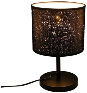 Nettlife Nachttischlampe Tischleuchte E27 Sternenhimmel Stoff-Schirm, mit Kippschalter, LED wechselbar, für Schlafzimmer Wohnzimmer Esszimmer