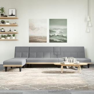 Schlafsofa in L-Form Hellgrau 255 x 140 x 70 cm Stoff (Farbe: Grau)