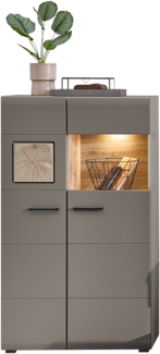 Vitrine >Kathlin< in Basalt aus Metall - 80x139x37cm (BxHxT)