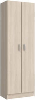 Dmora 2-türiger Mehrzweckschrank Aragorn, Zusatzschrank, Schuhregal mit 3 Regalen, modernes hohes Schuhregal, 59 x 37 x 180 cm, Eiche