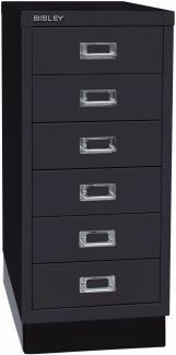 Bisley MultiDrawer™, 29er Serie mit Sockel, DIN A4, 6 Schubladen, Farbe schwarz