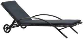 vidaXL Sonnenliege mit Auflage & Rädern Poly Rattan Anthrazit 47746