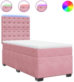 vidaXL Boxspringbett mit Matratze Rosa 100x200 cm Samt 3293151