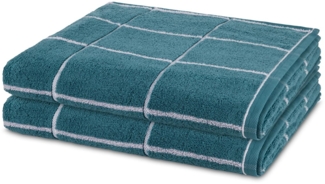 Ross Sensual Skin Karo 2 tlg. Frottier-Set - 2 X Duschtuch (75 X 140cm) - 500 - Pazifik