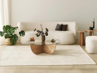 Vente-unique - Couchtisch - Sicherheitsglas - Holzfarben hell & Transparent - AYSUN