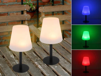 2er Set LED Outdoor Solar Tischleuchten mit RGB Farbwechsel, Höhe 30cm