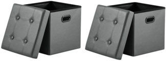 Zedelmaier Sitztruhe Sitzbaenk mit Stauraum,Hocker,Sitzhocker,Sitzwürfel leicht zu tragen (2-St, ZD38PVC mit Handhaben), Faltbare Aufbewahrungsbox, Abnehmbarer Bezug, bis 300kg, 38x38x38cm