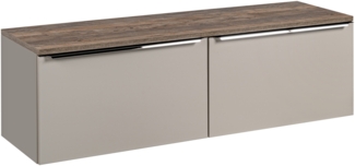 SANTA FE Badmöbel-Set 160 cm mit Tischplatte (46x160cm), Graue Silizium,Eiche Santa Fe Vintage
