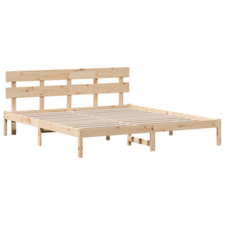 vidaXL Bettgestell Braun mit Kopfteil 180x200 cm aus Massivholz Kiefer 872152