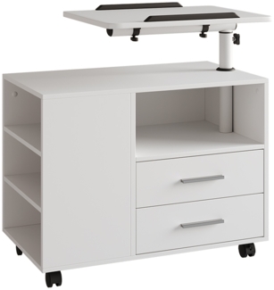 Nachttisch Bora Weiß 80 x 88 cm mit verstellbarer Arbeitsfläche Vicco