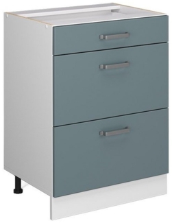 Vicco Küchenunterschrank R-Line, Blau-Grau/Weiß, 60 cm mit Schubladen, ohne Arbeitsplatte