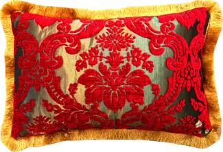 Luxus Kissen Pompöös by Casa Padrino von Harald Glööckler Elegance Collection Barock Muster Rot / Gold 35 x 55 cm - Luxuskissen