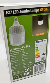 LED Jumbo Lampe E27 50W "G500n" 4538lm, 4000K,neutralweiß, ØxH 12x21,5cm