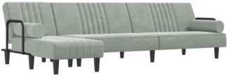 vidaXL Schlafsofa in L-Form Hellgrau 260x140x70 cm Samt 3157242