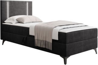 Boxspringbett Ono 1 mit LED-Beleuchtung und Bettkasten (Farbe: Manila 18, Seite: Links, Größe: 90 x 200 cm)