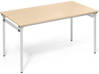 Soennecken Klapptisch 4-Fuß 1.400x700mm Gestell alusilber Platte ahorn