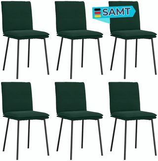 Esszimmerstühle VERA 6er Set Dunkelgrün Samt | Polsterstühle Küchenstuhl Wohnzimmerstühle Essstühle bequem