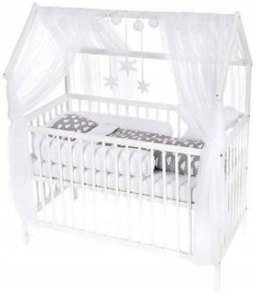 Hausbett für Kinder mit Matratze & Minky Set – Wolkenmotiv